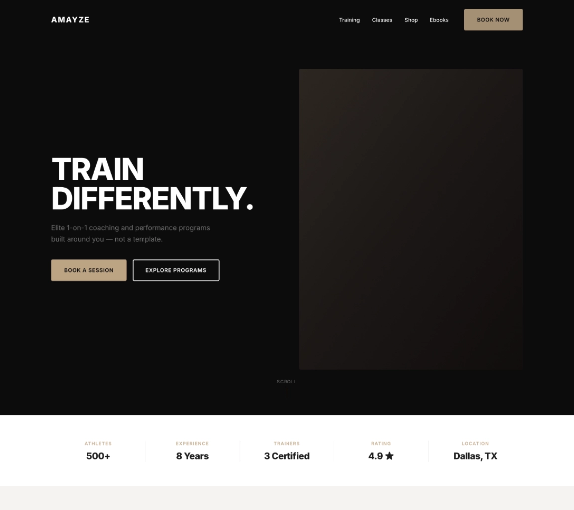 Website hero section
